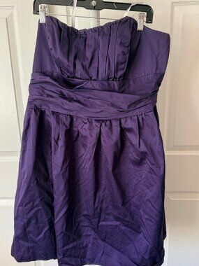 David's Bridal Eggplant Purple Strapless Pleated Dress Size 20